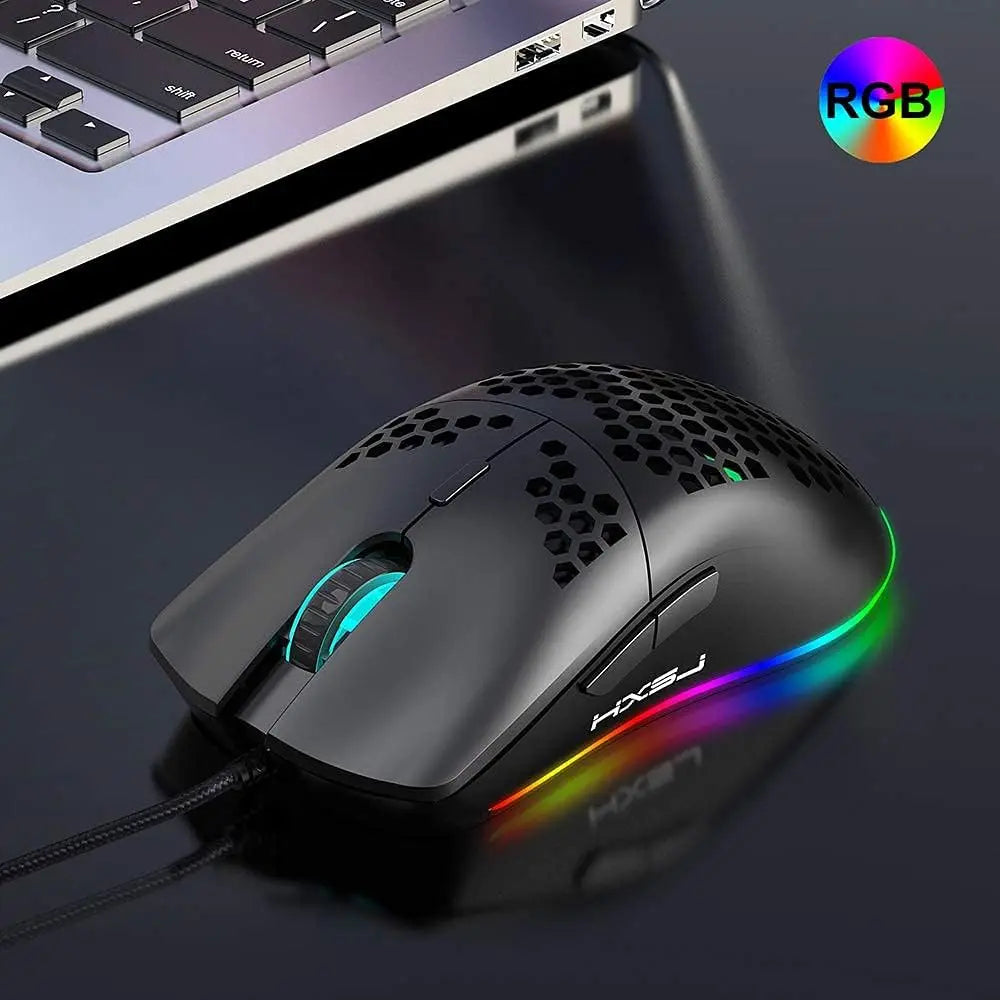 HXSJ J900 USB Wired Gaming Mouse RGB Gaming Mouse with Six Adjustable DPI Ergonomic Design