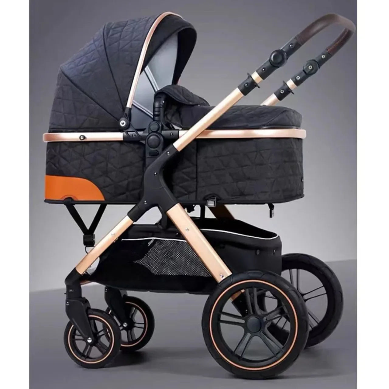 2 in1 Baby Stroller High Landscape Infant Stroller Reversible Stroller Adjustable Backrest & Canopy Pram for Newborn