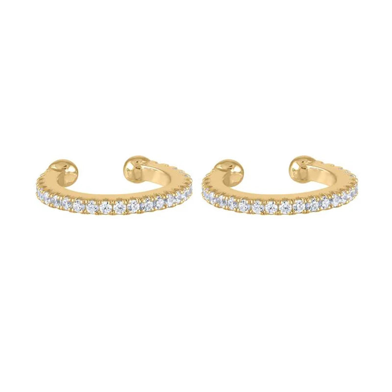 CRMYA Luxury Gold Silver Filled Clip Earring For Women Full CZ Zircon Big Circle Men's Ear Cuff Jewelry Clip On Ear Wholesale