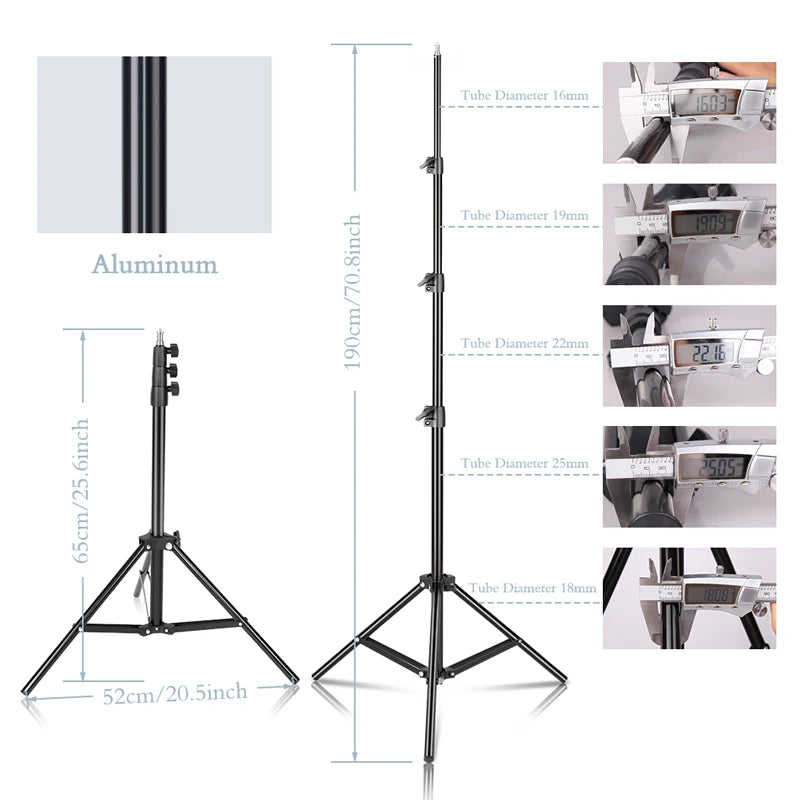 SH Photography Studio Adjustable 2M Light Stand Tripod 1/4 Screw Head For Camera Photo Lamp Bracket Holder Soft box Ring Light