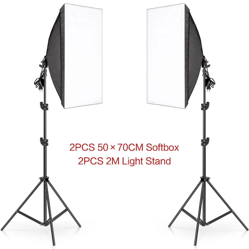 SH 50x70CM Photography Softbox Lighting Kits Professional Continuous Light System Equipment For Photo Studio