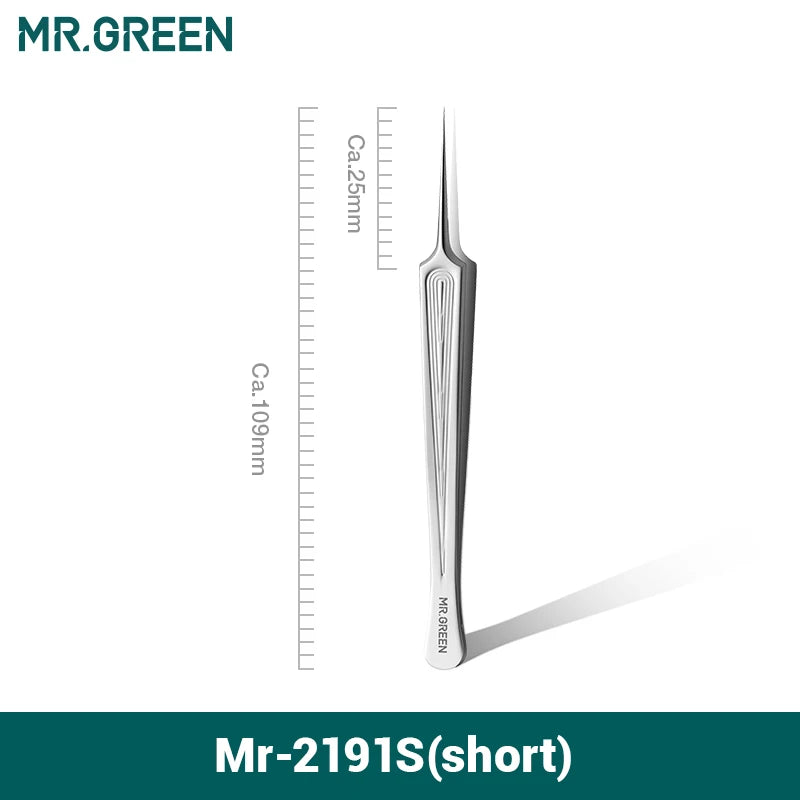 MR.GREEN Ingrown Hair Tweezers Needle Nose Pointed Tips Eyebrows Tweezers For Splinters Blackhead Removal Acne Clip Extractor