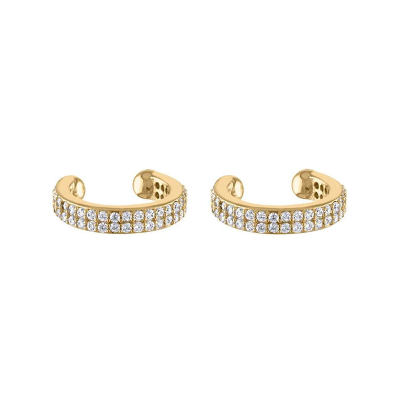 CRMYA Luxury Gold Silver Filled Clip Earring For Women Full CZ Zircon Big Circle Men's Ear Cuff Jewelry Clip On Ear Wholesale