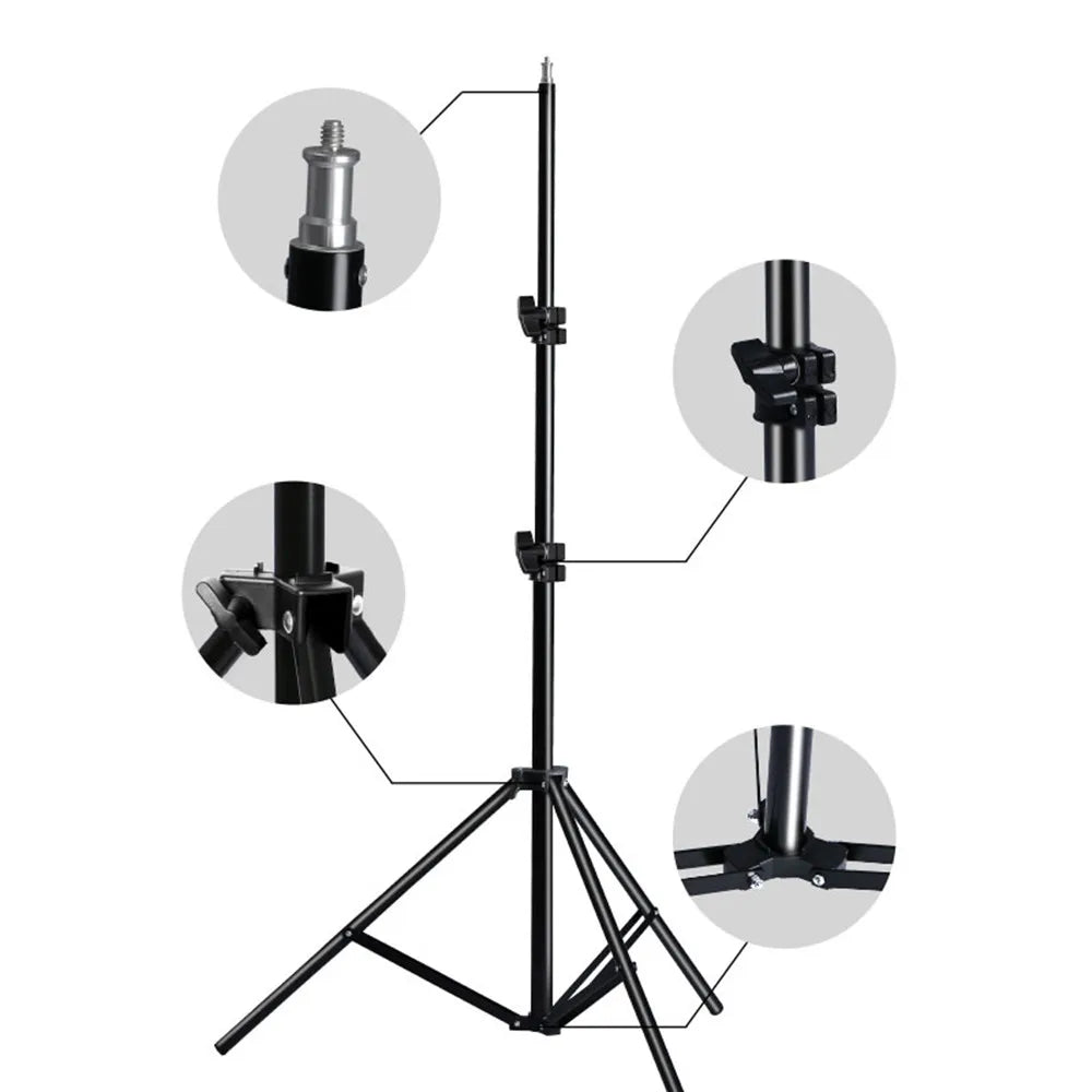 2M Tripod for Phone Mobilephone Selfie Stick Adjustable Light Stand 1/4 Screw Head For Photo Studio Flashes Photographic