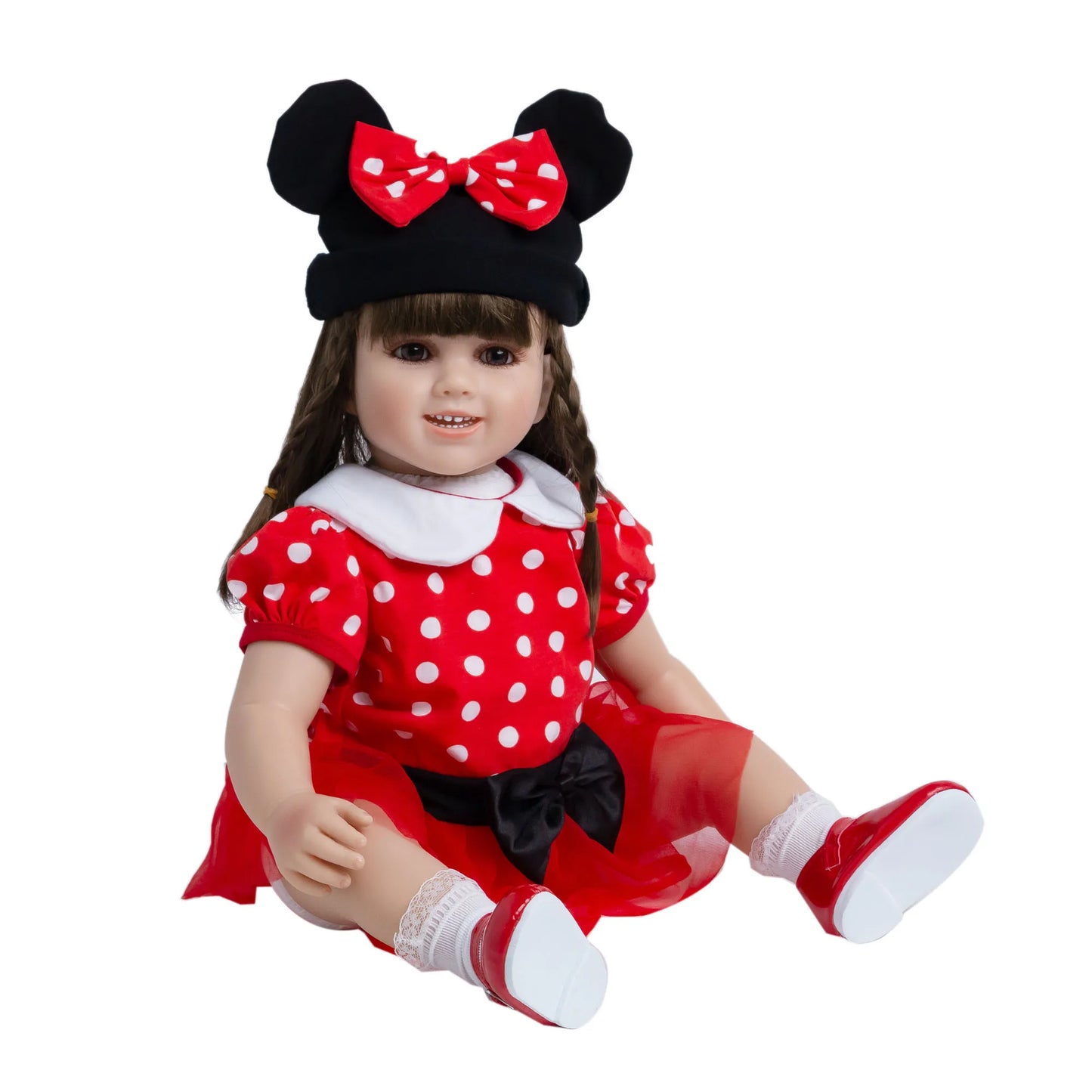 60 CM Soft Silicone Reborn Toddler Princess Smile Doll 24 Inch Cloth Body Baby Lovely Kid Birthday Gift Play House Dress Up Toy