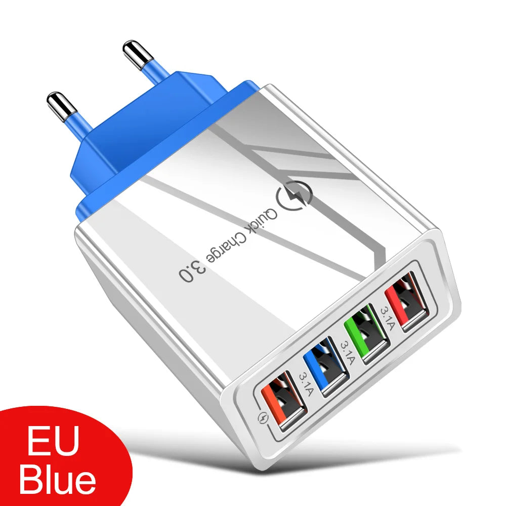 EU/US Plug USB Charger Quick Charge 3.0 For Phone Adapter for iPhone 15 Pro Max Tablet Portable Wall Mobile Charger Fast Charger