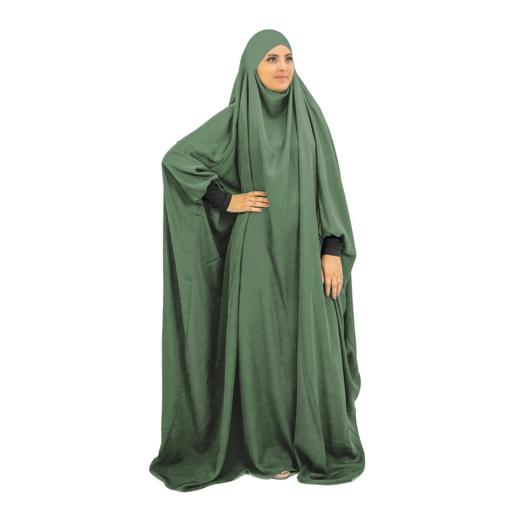 One Piece Prayer Outfit Muslim Women Prayer Garment Abaya Overhead Robe Hijab Dress Prayer Dress Scarf Hajj Islamic Clothes