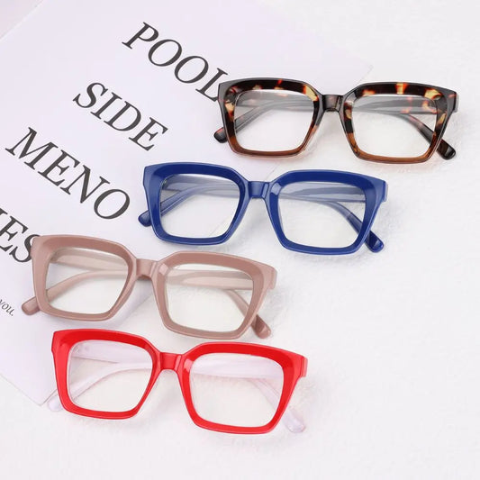 1 Pair Multi-color Oversized Square Reading Glasses Men Women Large Frame Fashion Presbyopia Eyeglasses Diopter 0~+3.0