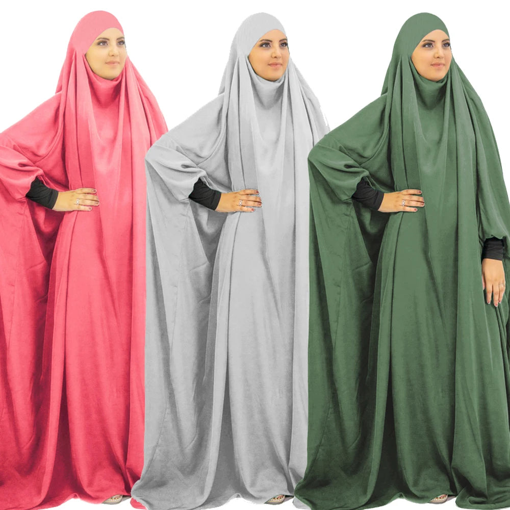 One Piece Prayer Outfit Muslim Women Prayer Garment Abaya Overhead Robe Hijab Dress Prayer Dress Scarf Hajj Islamic Clothes