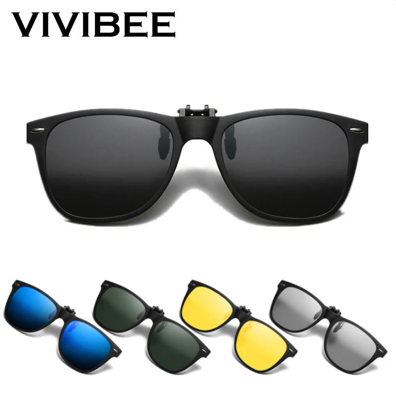 VIVIBEE Men Photochromic Polarized Lens Flip Up Clip on Sunglasses Women Driving Sun Glasses with Clips 2025 Trending Product