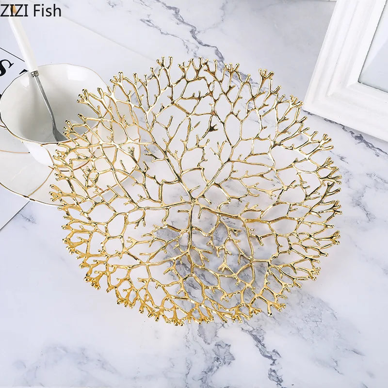 Light Luxury Metal Fruit Plate Living Room Desktop Decor Fruit Plate Ornaments European Home Kitchen Fruit and Vegetable Basket