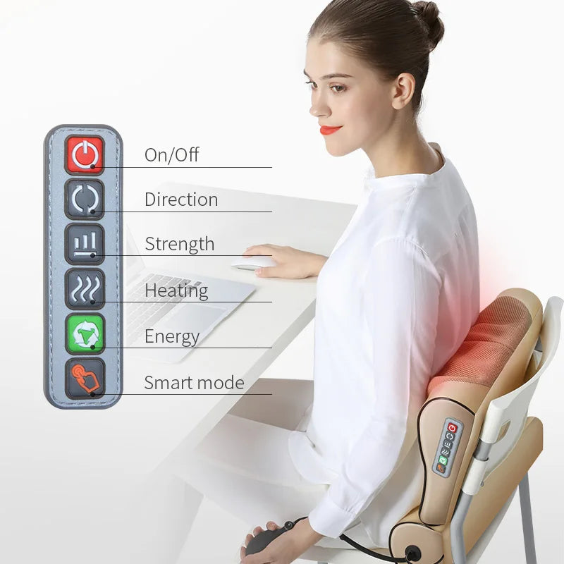 Jinkairui Neck Massage Pillow Electrical Cervical Traction Massager Wormwood Hot Compress Relief Back Shoulder  Body Health