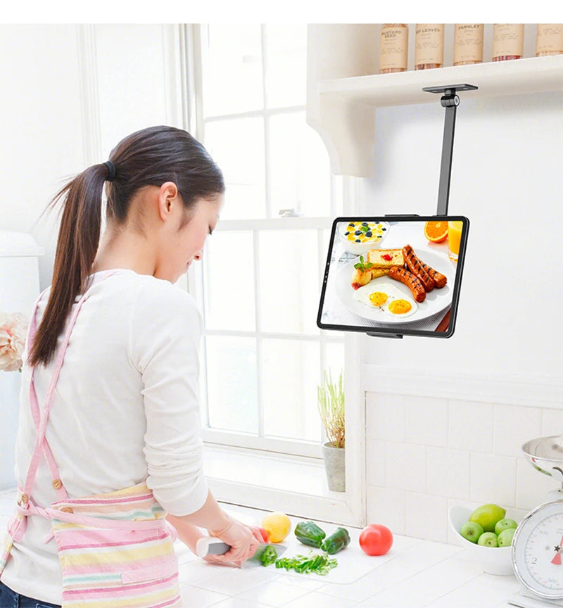 BW-1 Aluminum Kitchen Tablet Wall Mount Arm Foldable Adjustable 5-13 inch Tablet Mobile Phone Holder For iPad Pro 12.9