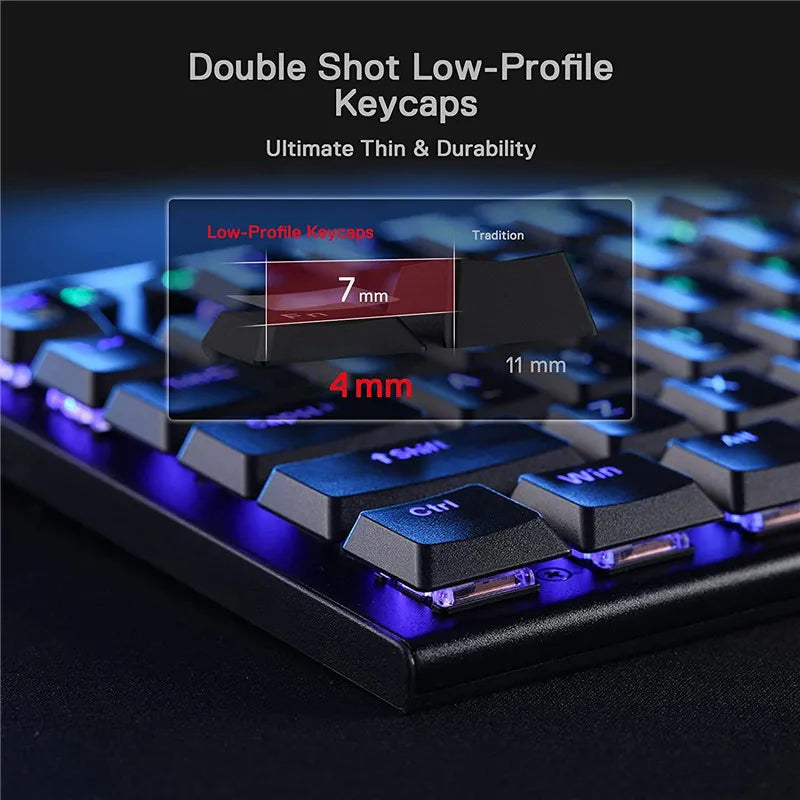 Redragon K618 Horus Wireless RGB Mechanical Keyboard Bluetooth/2.4Ghz/Wired Tri-Mode Ultra-Thin Low Profile Linear Red Switch