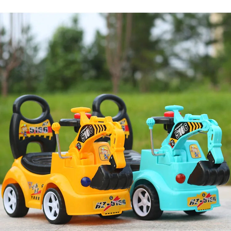 Child Scooter with Music Excavator Swing Car Toy Engineering Vehicle Can Sit to Ride Kids Ride on Toys