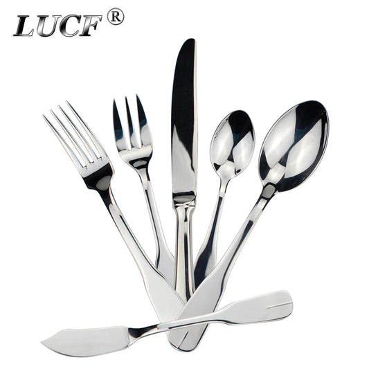 Recommended Luxury Perfect Mirror Stainless Steel Cutlery 6 Utensils Dinnerware Cake Fork Butter Knife Useful Flatware For Home