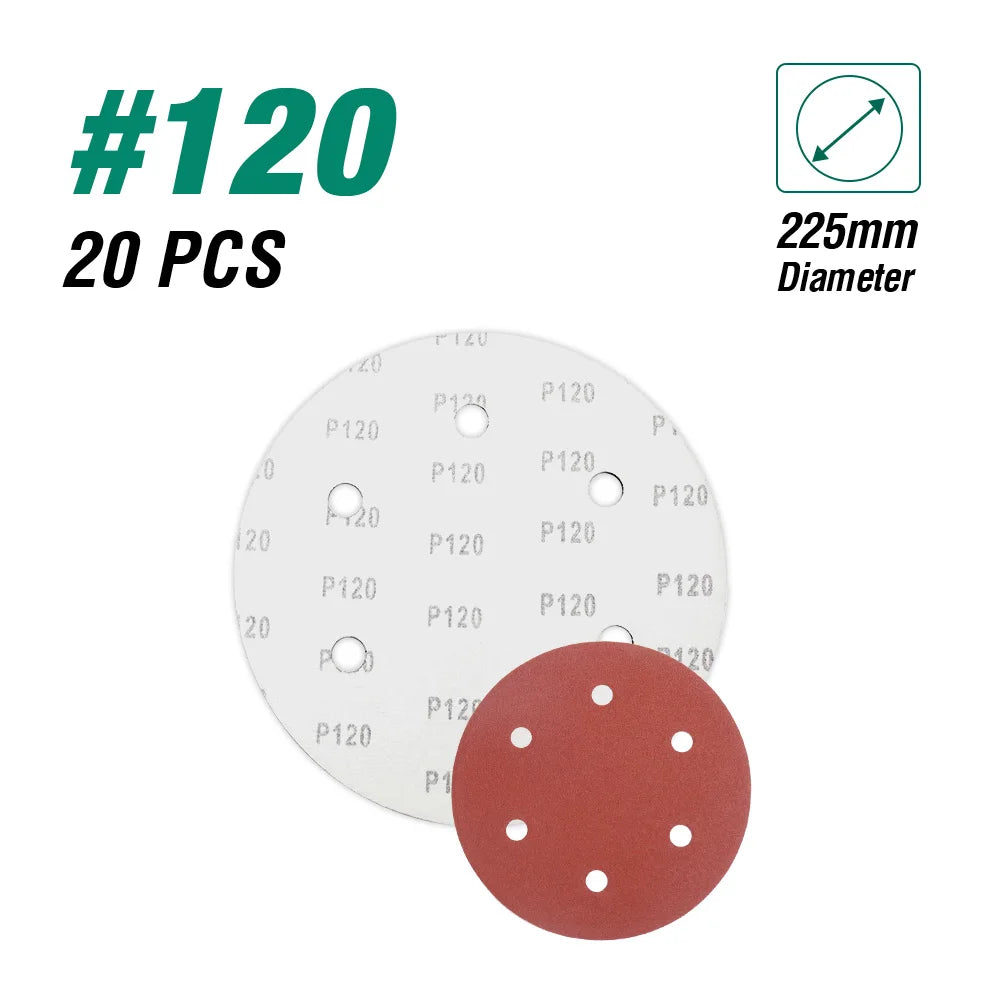 POSENPRO Sandpaper 180/225mm holes Sanding paper grits 180mm Electric Drywall Sander Polisher Aluminium Oxide Hook Loop