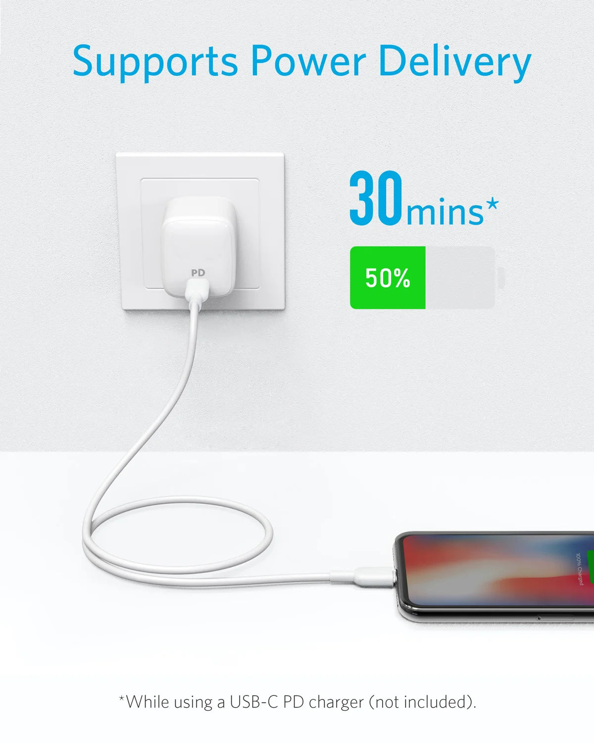 كابل شاحن Anker USB من النوع C إلى كابل Lightning Powerline II لجهاز iPhone 13 كابل شحن سريع خط بيانات USB معتمد من MFi