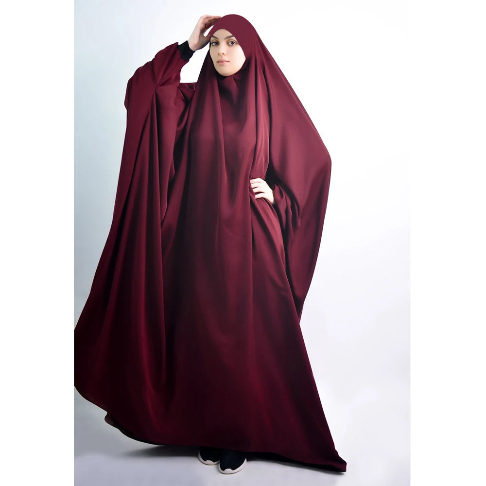 One Piece Prayer Outfit Muslim Women Prayer Garment Abaya Overhead Robe Hijab Dress Prayer Dress Scarf Hajj Islamic Clothes