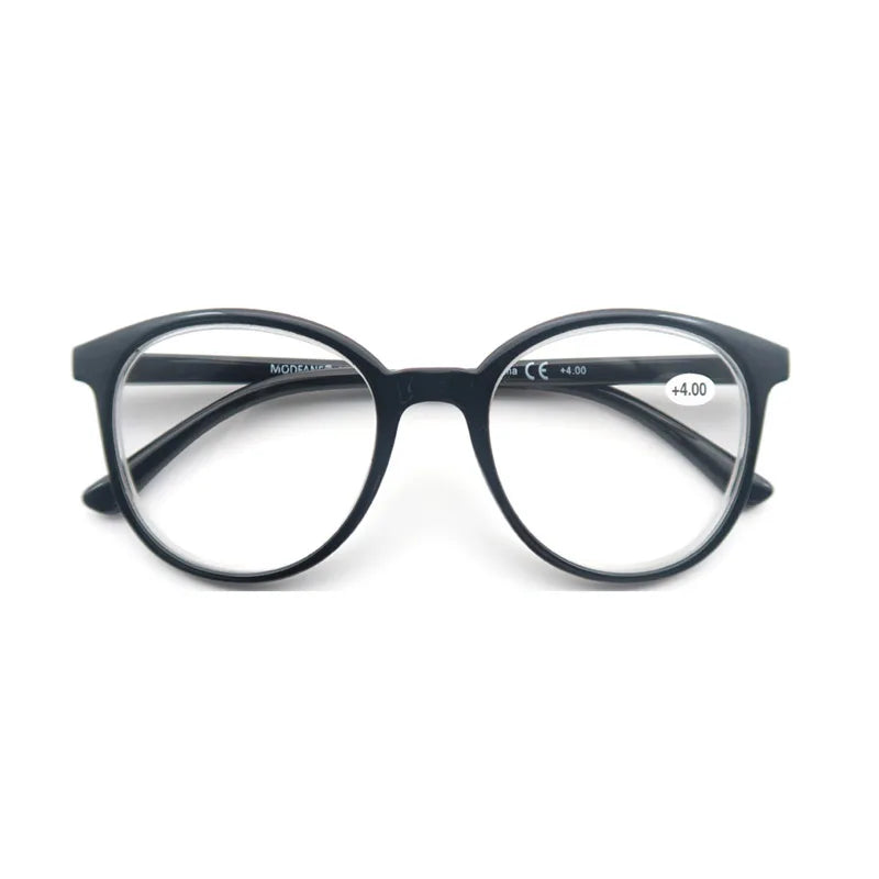 MODFANS Oversized vision Reading Glasses For Women and men,Classic Round Readers Frame with Spring Hinge, +0.5 ~ +4.0