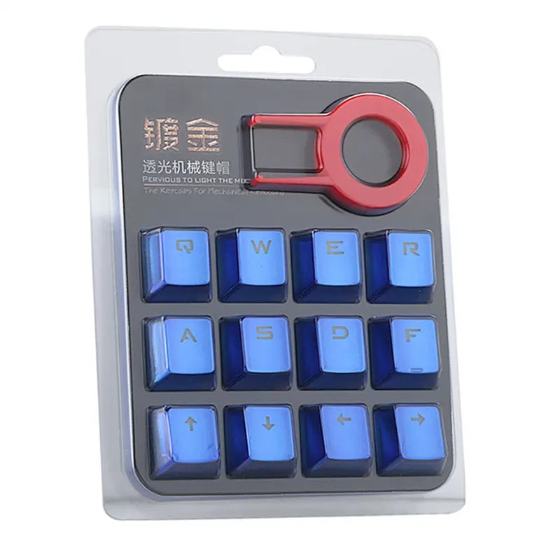 Redragon 12 Keys PBT Double Shot Injection Metal Electriced Backlight Red Color Keycaps for Mechanical Switch Keyboards