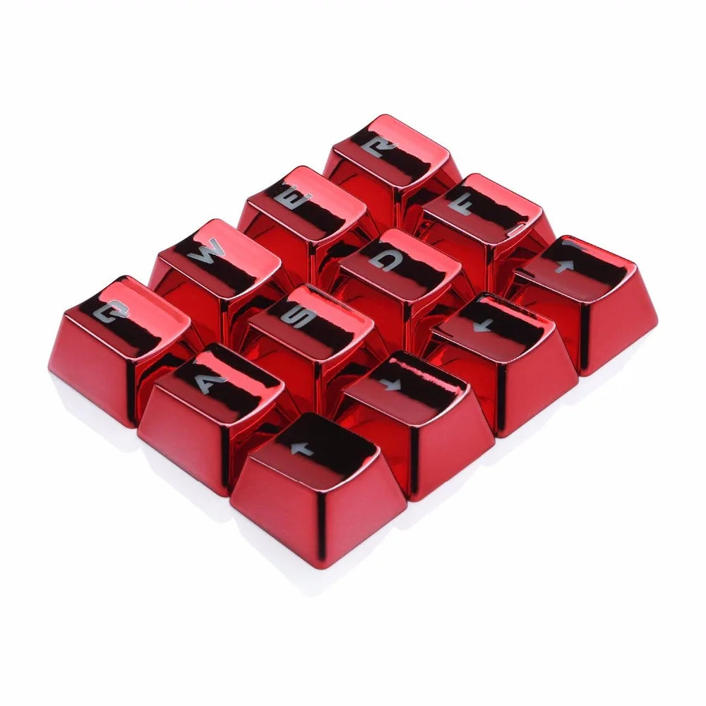 Redragon 12 Keys PBT Double Shot Injection Metal Electriced Backlight Red Color Keycaps for Mechanical Switch Keyboards