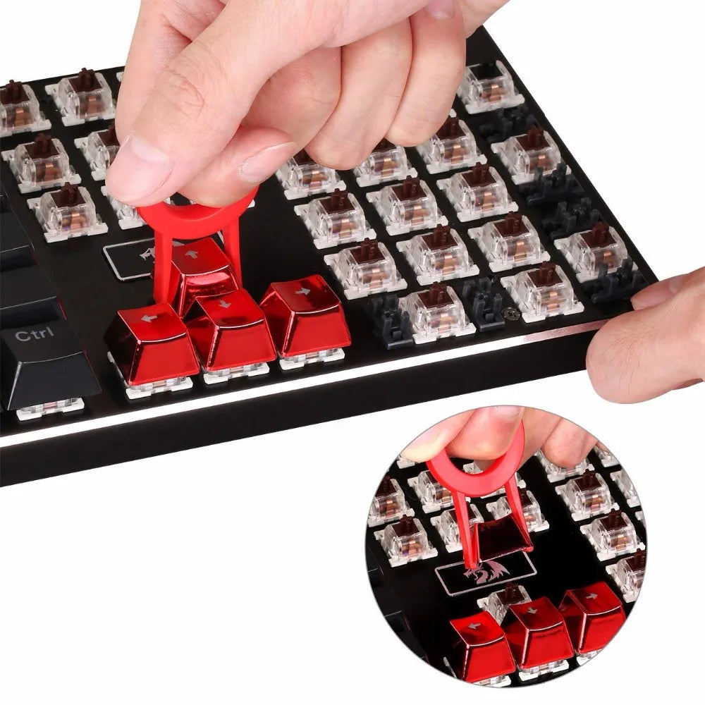 Redragon 12 Keys PBT Double Shot Injection Backlit Metallic Electroplated Red Color Keycaps for Mechanical Switch Keyboards