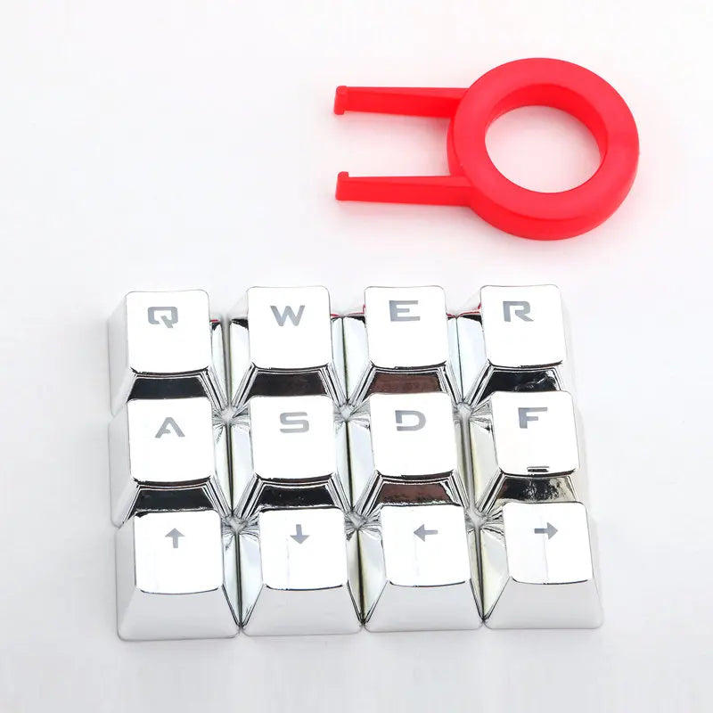 Redragon 12 Keys PBT Double Shot Injection Backlit Metallic Electroplated Red Color Keycaps for Mechanical Switch Keyboards