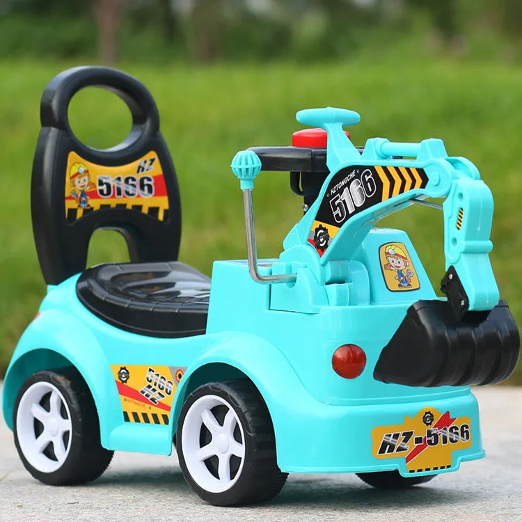 Child Scooter with Music Excavator Swing Car Toy Engineering Vehicle Can Sit to Ride Kids Ride on Toys