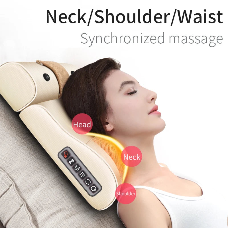 Jinkairui Neck Massage Pillow Electrical Cervical Traction Massager Wormwood Hot Compress Relief Back Shoulder  Body Health