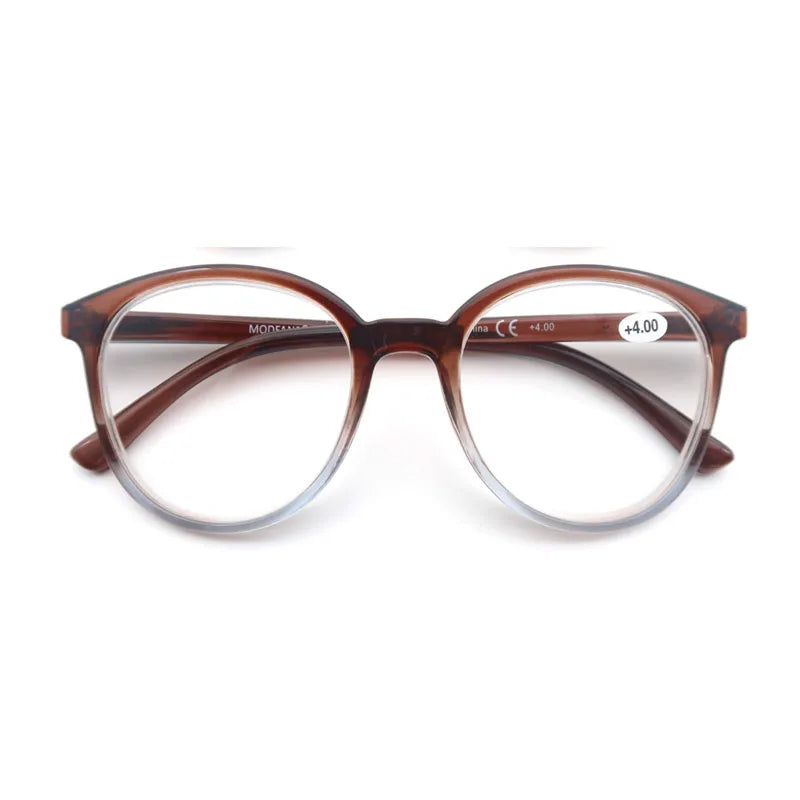 MODFANS Oversized vision Reading Glasses For Women and men,Classic Round Readers Frame with Spring Hinge, +0.5 ~ +4.0