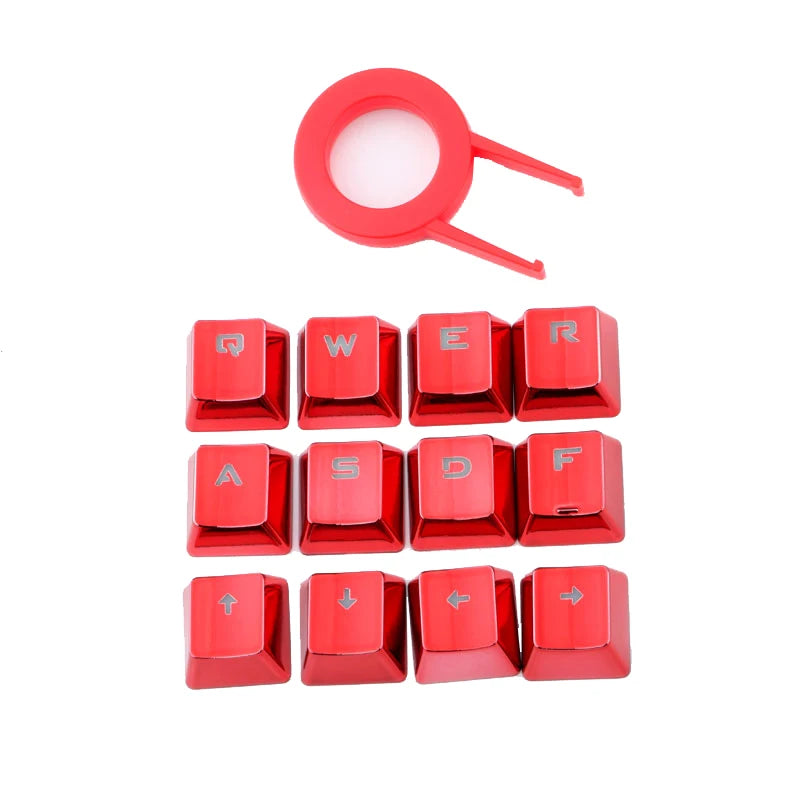 Redragon 12 Keys PBT Double Shot Injection Metal Electriced Backlight Red Color Keycaps for Mechanical Switch Keyboards