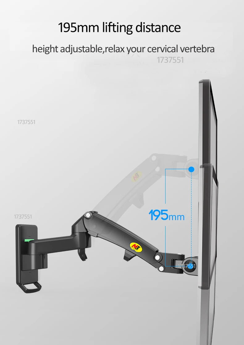 NB NEW F150 3-12kg aluminum Gas spring Monitor tv wall bracket full motion 2 arm 24"-35" LCD mount monitor holder led stand