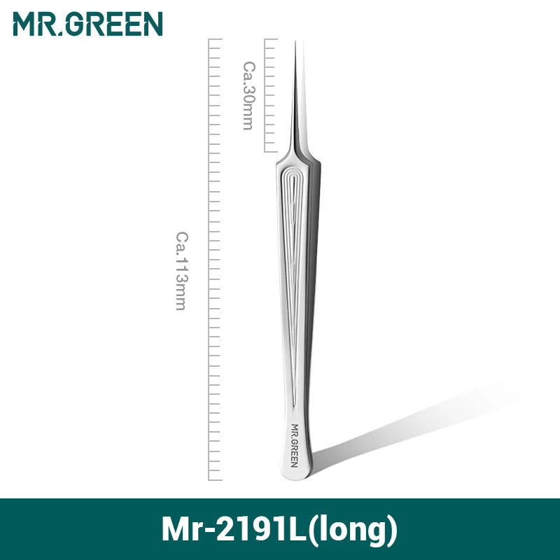 MR.GREEN Ingrown Hair Tweezers Needle Nose Pointed Tips Eyebrows Tweezers For Splinters Blackhead Removal Acne Clip Extractor