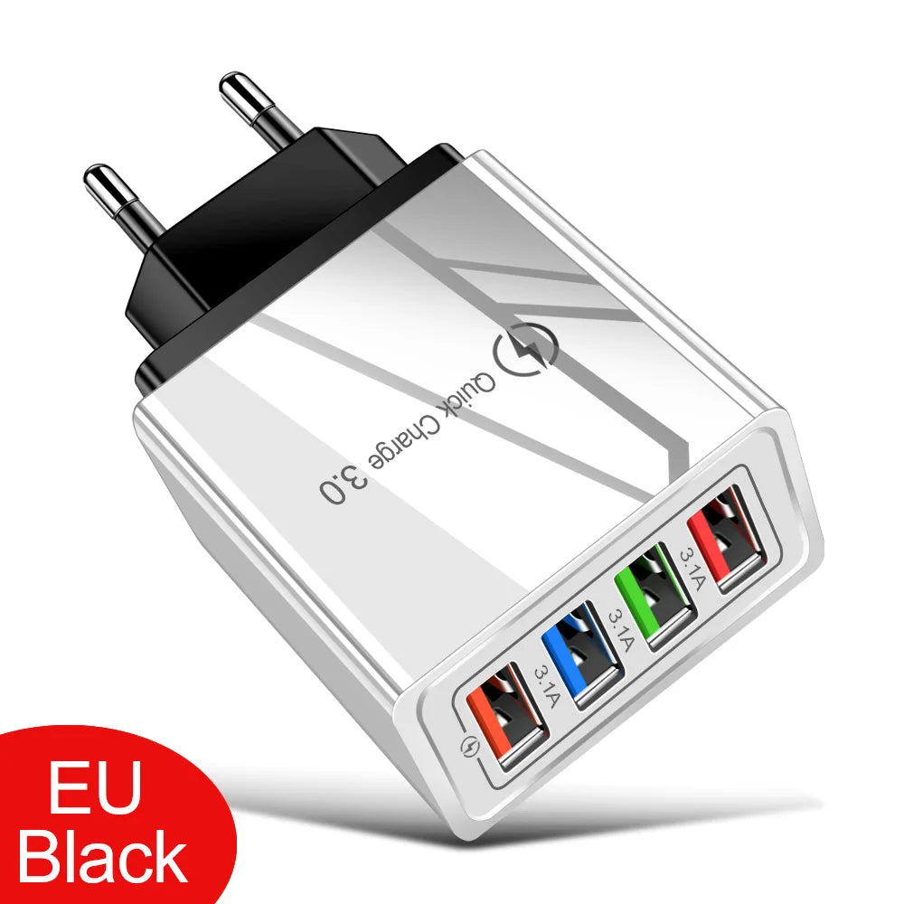 EU/US Plug USB Charger Quick Charge 3.0 For Phone Adapter for iPhone 15 Pro Max Tablet Portable Wall Mobile Charger Fast Charger