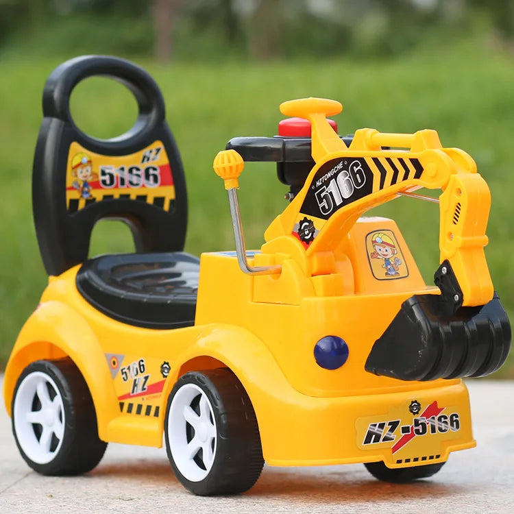 Child Scooter with Music Excavator Swing Car Toy Engineering Vehicle Can Sit to Ride Kids Ride on Toys