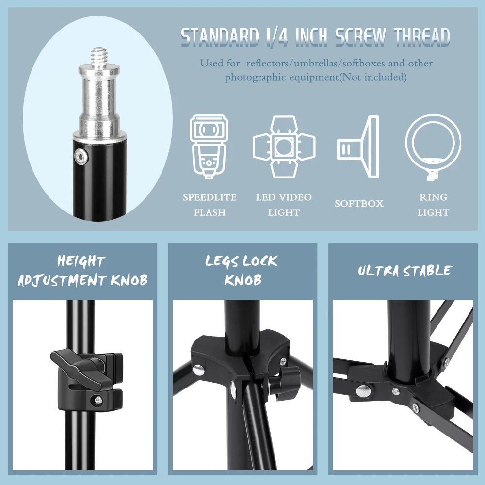 200CM Mobile Phone Live Support Photo Tripod Multi-Functional Video Recording Selfie Landing Tripod