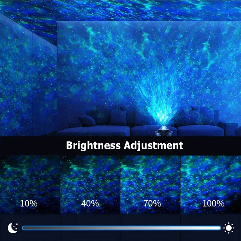 Starry Projector  Night Light with Ocean Wave Music Speaker Nebula Cloud Ceiling Lamp  Decoration Birthday Gifts Party Festival