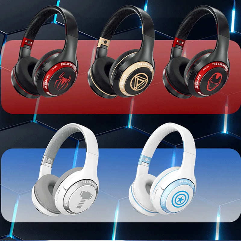 سماعات رأس لاسلكية قابلة للطي من Marvel Spider Man Bluetooth Eagles Over ear مع خاصية إلغاء الضوضاء وسماعات رأس ستيريو عالية الدقة للألعاب