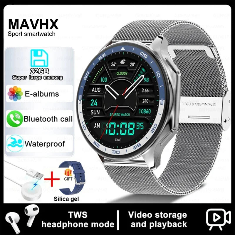 For Huawei Xiaomi New 32G RAM Memory Smart Watch Men 1.43 inch Local Heart Rate Bluetooth Call AMOLED 466*466 HD SmartWatch Man