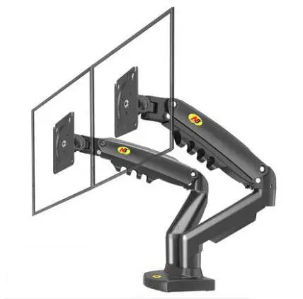 NB F160 Gas Spring 360 Degree Desktop 17"-27" Dual Monitor Holder Arm Full Motion Monitor Mount Bracket Load 2-9kg each