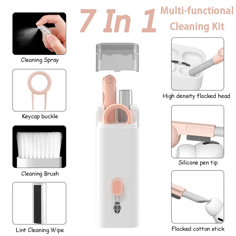 7-in-1 Keyboard Cleaning Brush Kit Earphones Cleaning Pen For AirPods iPhone Cleaning Tools Computer Cleaner Kit Keycap Puller