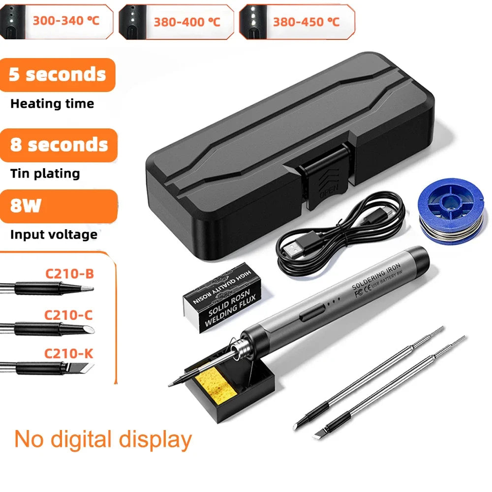 1000mAh USB LED Digital Electric Soldering Iron Kit Mini Cordless Adjustable Temperature 300-450℃ Smart Welding Solder Tool Ts