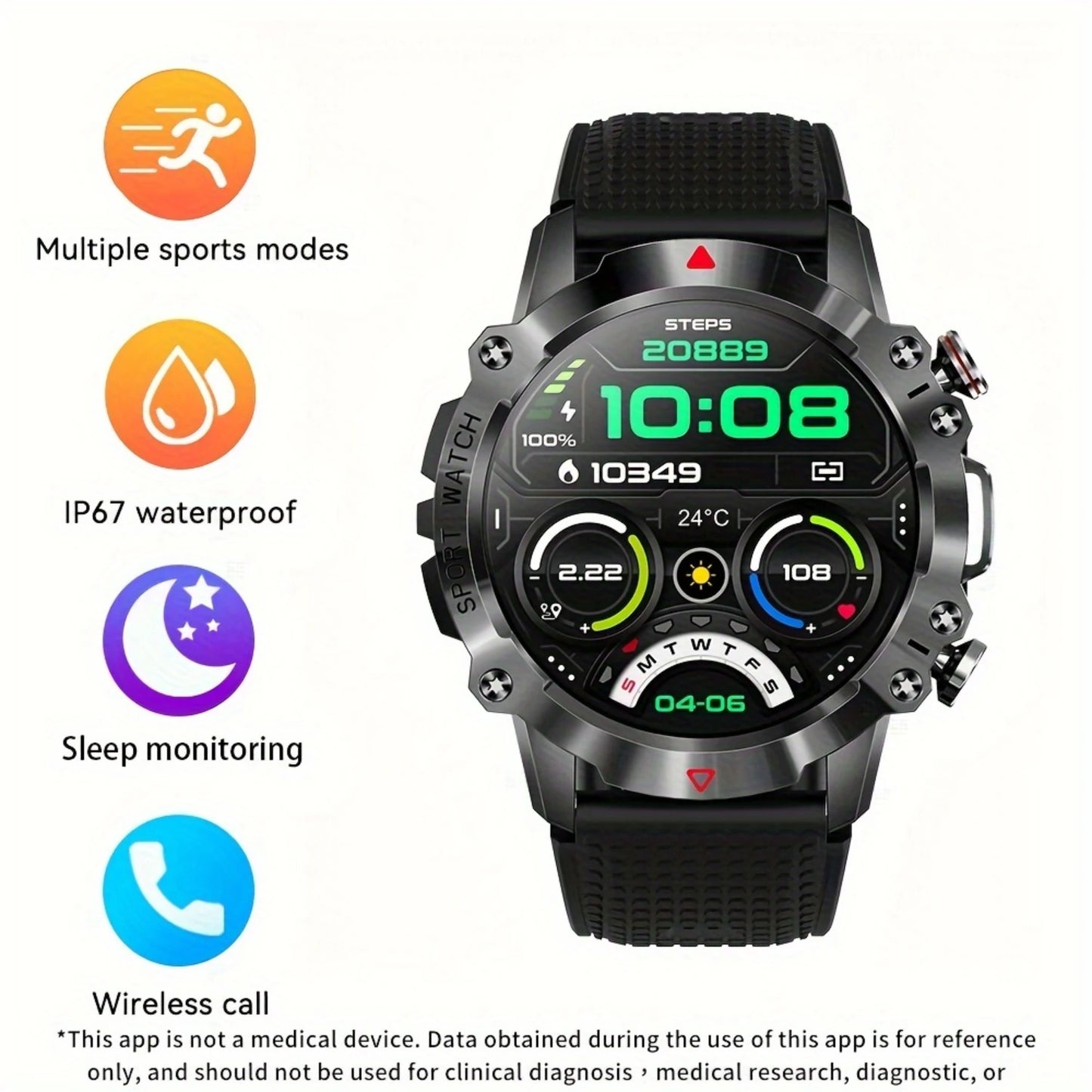 Smart Watch 1.39 Inches/wireless Waterproof/date Display/step Counting/calories/countdown/reminder Function/smart Alarm Clock/fi