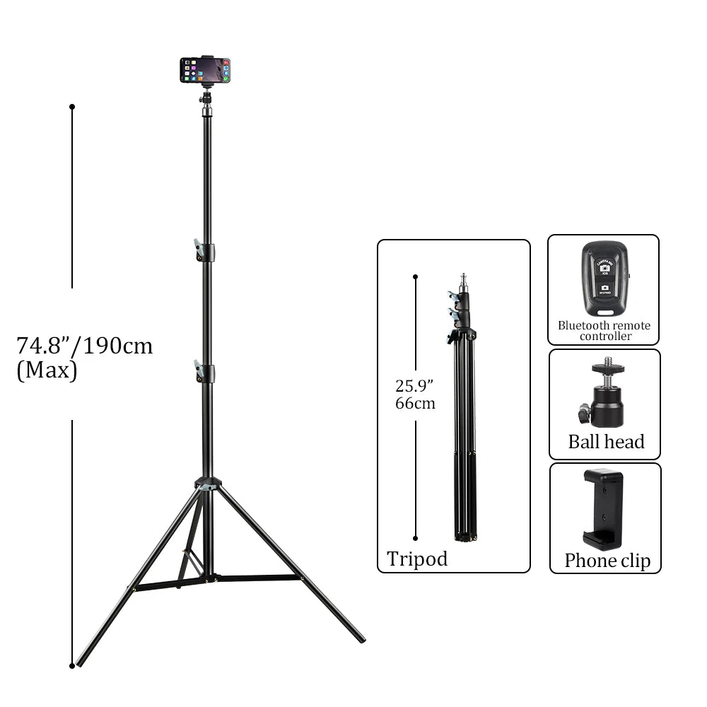 SH 90/150cm Adjustable Selfie Stick With Wireless Bluetooth-compatible And Phone Clip For Smartphone Live Photo Youtube Outdoor