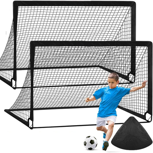 Soccer Goals for Backyard Set 2pcs Portable Training Football Net Indoor and Outdoor Children’s Football Match Door Frame Goal