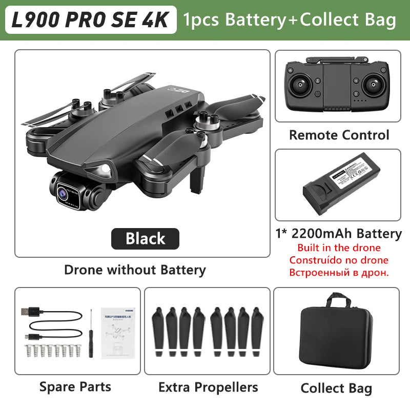 طائرة LYZRC L900 PRO GPS بدون طيار 4K احترافية عالية الدقة بكاميرا مزدوجة 5G WIFI محرك بدون فرشاة FPV طائرة رباعية المراوح قابلة للطي للتصوير الجوي