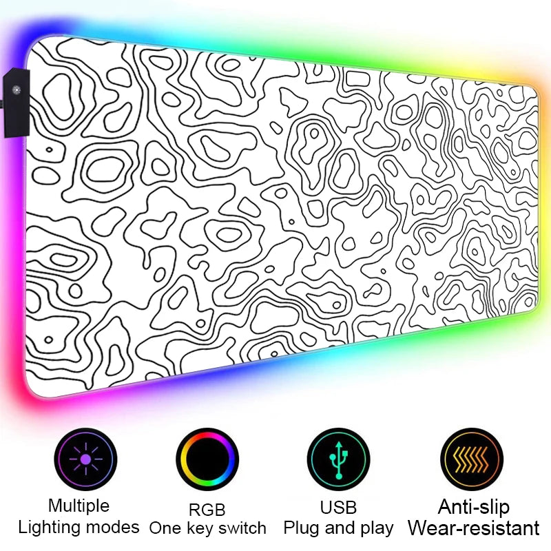 Strata Liquid Abstract Art RGB Mouse Pad LED Gaming Setup Accessories Mousepad XXL Desk Mat Locking Edge Mouse Pads Keyboard Mat