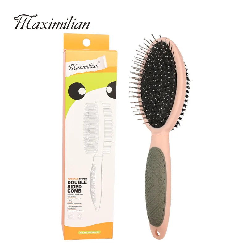 Pet double-sided comb bristle airbag massage needle comb cat and dog comb beauty comb hair removal brush pet supplies Lice Dog