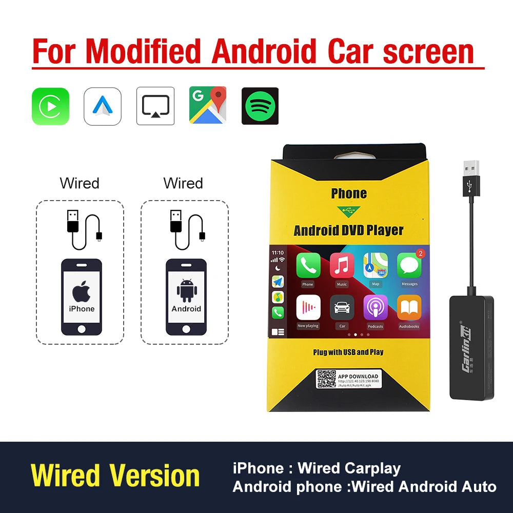 تخفيضات ساخنة على CarlinKit USB Wireless&amp;Sالكابل CarPlay Dongle Android Auto AI Box Mirrorlink Car Multimedia Player Bluetooth Auto Connect